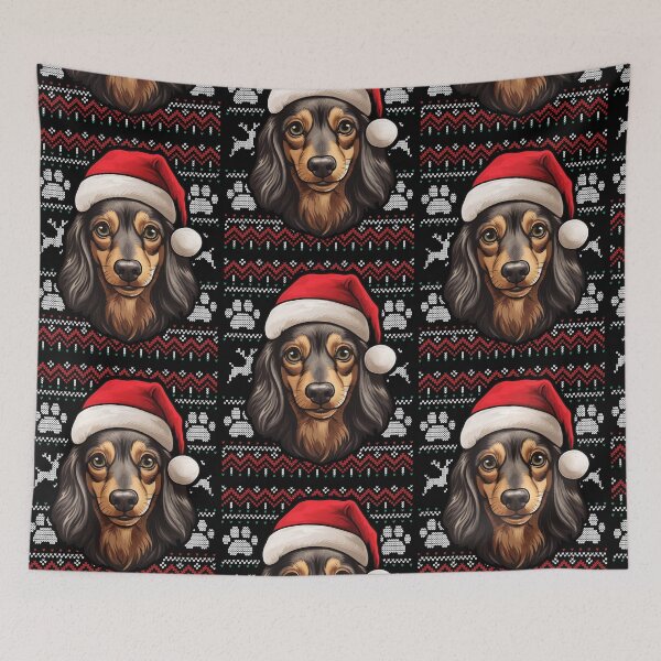 Item preview, Long Haired Dachshund Ugly Sweater Christmas designed and sold by rafaeltto.