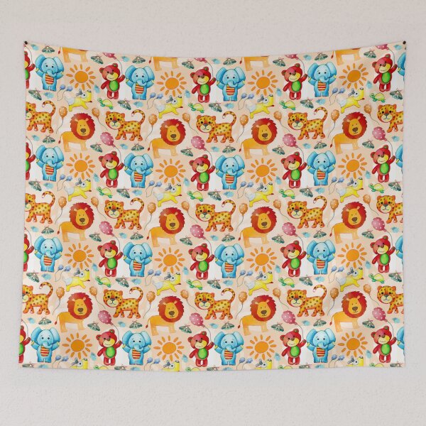 Item preview, Seamless Pattern Cute Zoo Animals designed and sold by gleefulme.