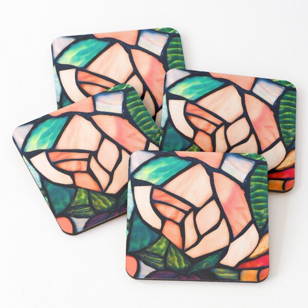 Item preview, Stained Glass Colorful rose close-up art designed and sold by Neeshki.