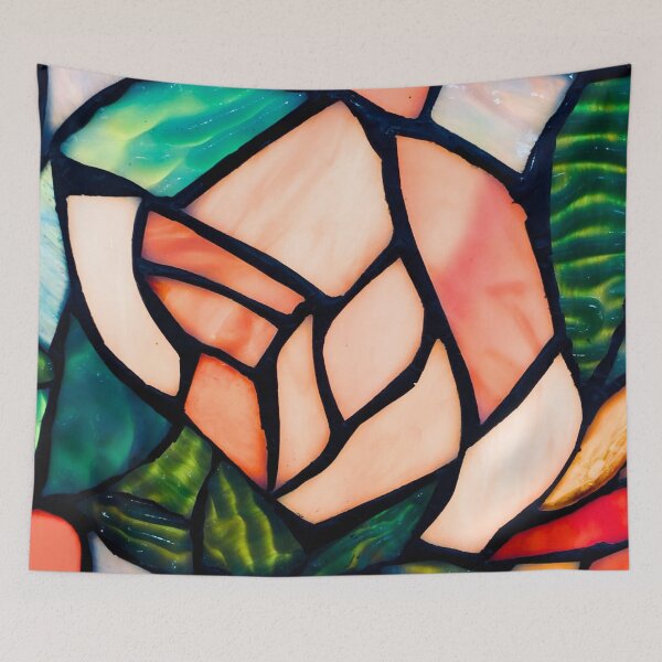 Item preview, Stained Glass Colorful rose close-up art designed and sold by Neeshki.
