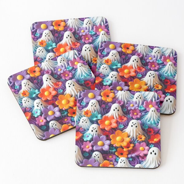 Item preview, 3D Happy Ghosts in Floral Garden Pattern designed and sold by TriarArt.