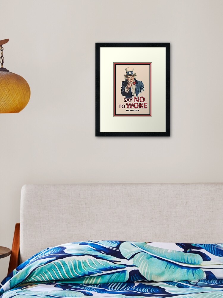 Thumbnail 1 of 7, Framed Art Print, Uncle Sam Says No To Woke designed and sold by Takimag.