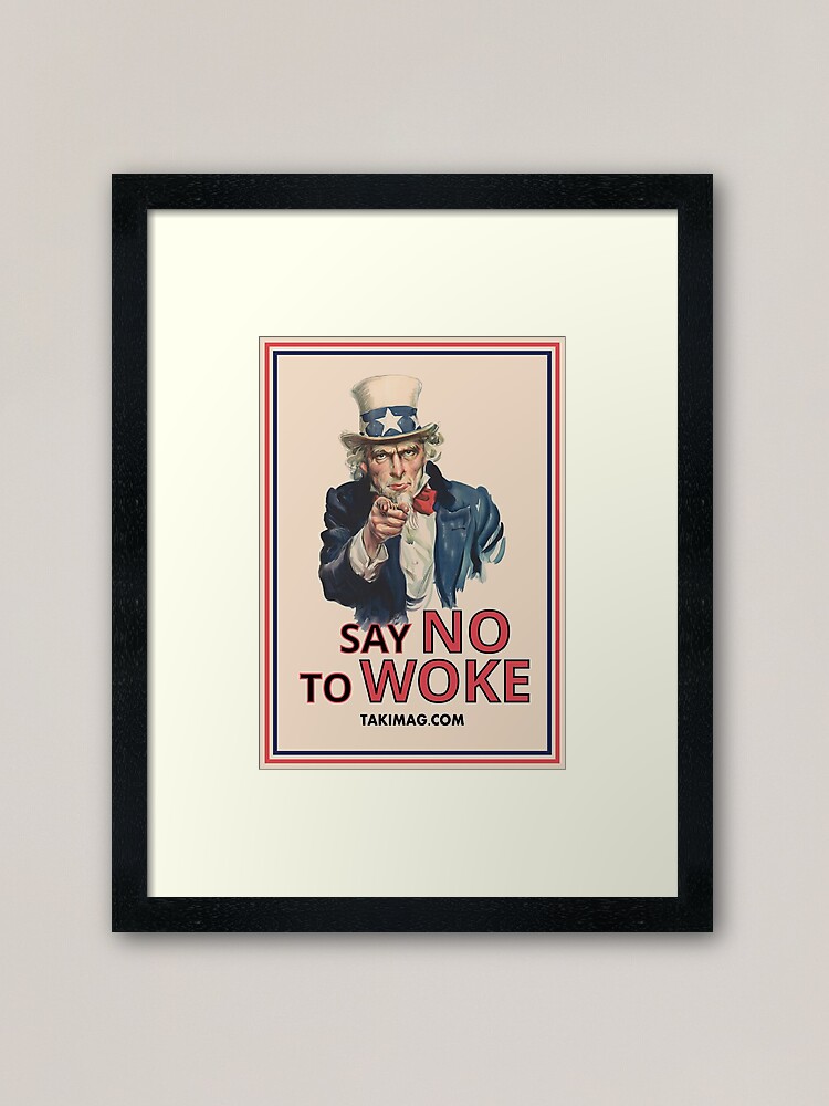 Thumbnail 2 of 7, Framed Art Print, Uncle Sam Says No To Woke designed and sold by Takimag.