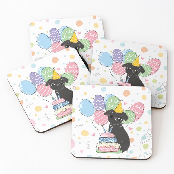 Item preview, Black Smooth-coated Brussels Griffon Dog Birthday Party  designed and sold by Lulupainting.
