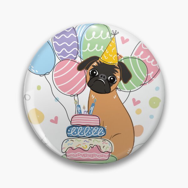 Item preview, Red Smooth-coated Brussels Griffon Dog Birthday Party 1 designed and sold by Lulupainting.
