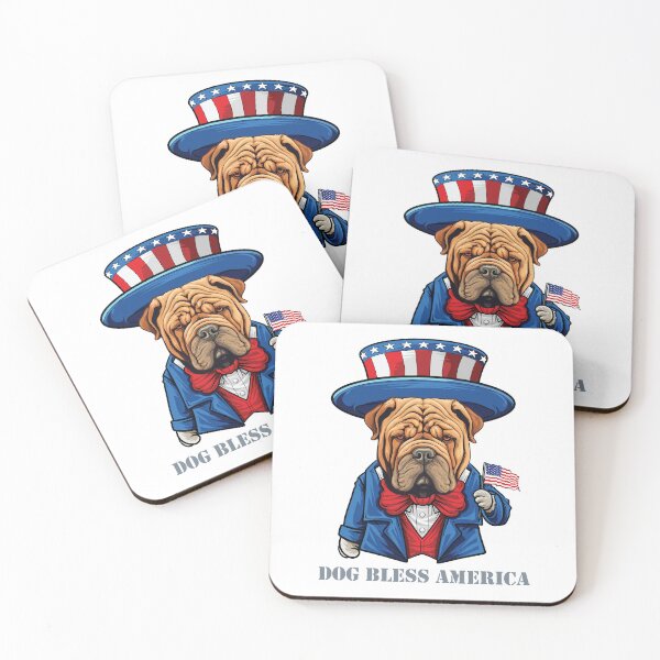 Item preview, Funny 4th of July Chinese Shar Pei Dog Bless America designed and sold by whyitsme.