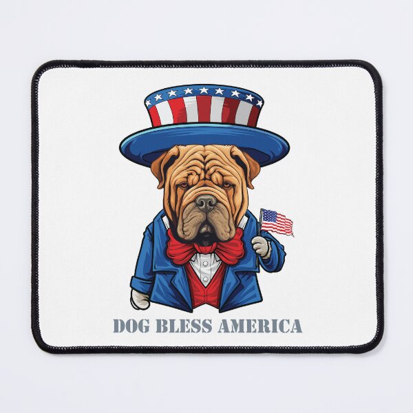Item preview, Funny 4th of July Chinese Shar Pei Dog Bless America designed and sold by whyitsme.