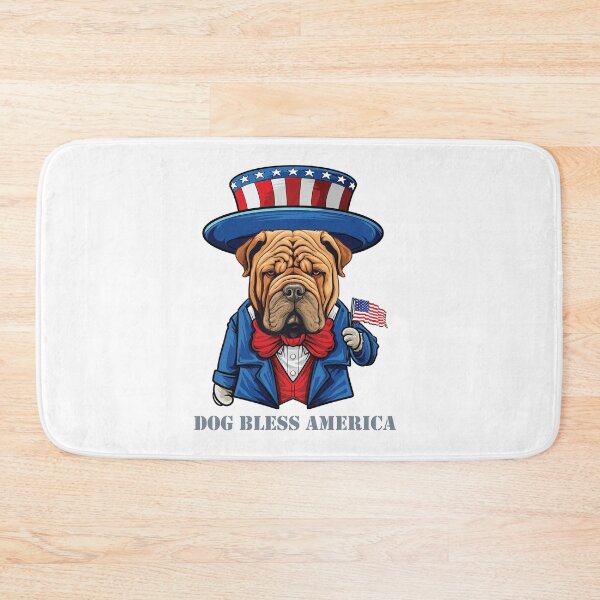 Item preview, Funny 4th of July Chinese Shar Pei Dog Bless America designed and sold by whyitsme.