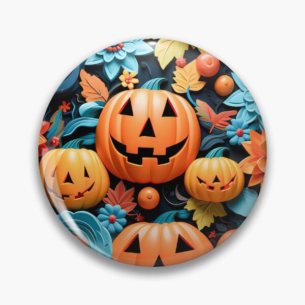Item preview, 3D Effect of Cute Pumpkins in an overall Floral Pattern designed and sold by TriarArt.