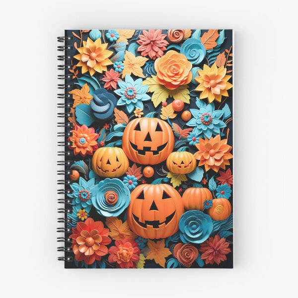 Item preview, 3D Effect of Cute Pumpkins in an overall Floral Pattern designed and sold by TriarArt.