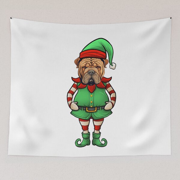 Item preview, Funny Christmas Elf Sharpei Dog designed and sold by whyitsme.