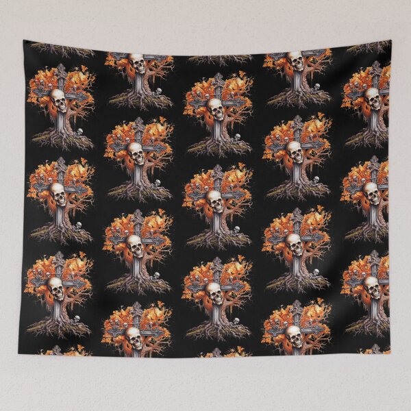 Item preview, Halloween Skull And Bones Rock Gothic Tree designed and sold by PugD.