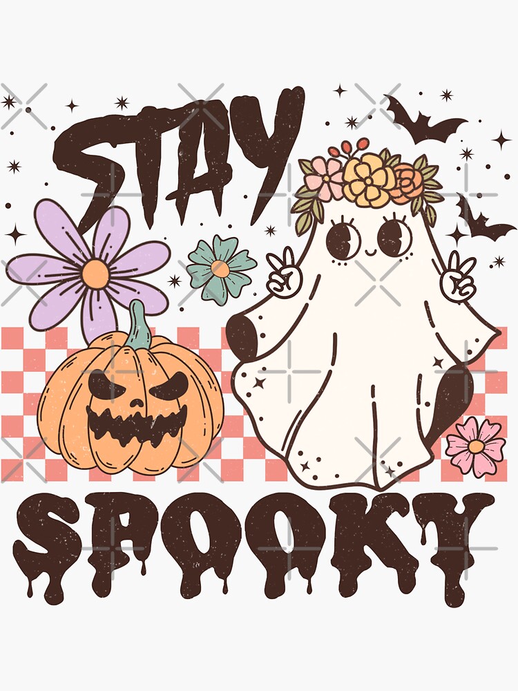  Retro Groovy Halloween Ghost Spooky Mama Costume T