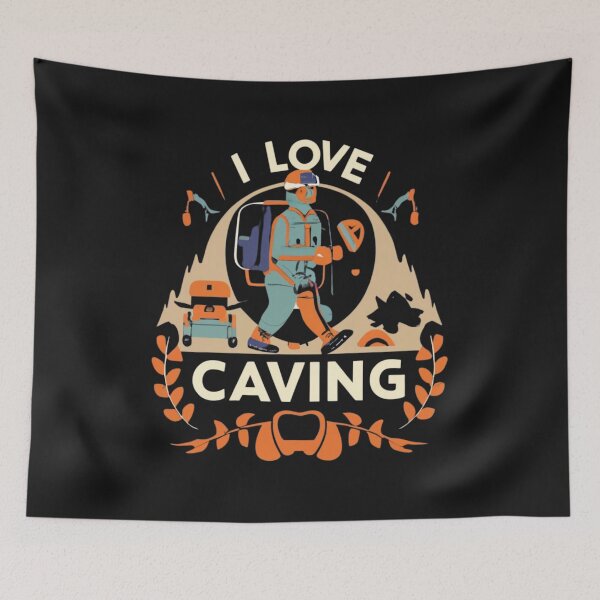 Item preview, I Love Caving-Man wearing headlamp graphic designed and sold by Mohommadzaki Mulla.