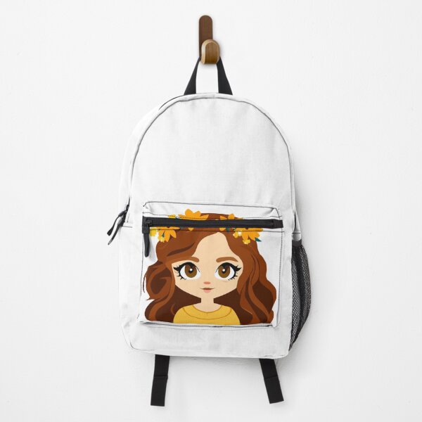 Item preview, A young woman with long, curly, golden-brown hair wears a wildflower crown. designed and sold by Lucky-jl.