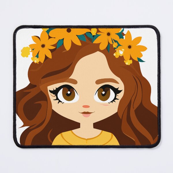 Item preview, A young woman with long, curly, golden-brown hair wears a wildflower crown. designed and sold by Lucky-jl.