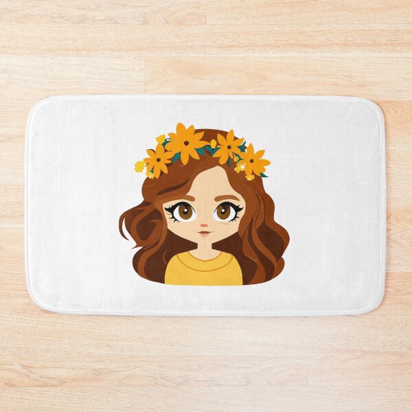 Item preview, A young woman with long, curly, golden-brown hair wears a wildflower crown. designed and sold by Lucky-jl.