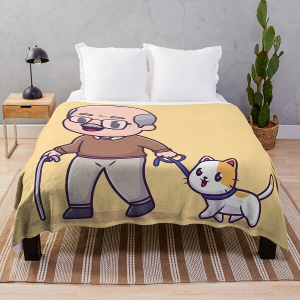Item preview, "A Stroll with Grandpa: Cute Grandfather Walking His Beloved Pet Cat" designed and sold by hjian8219.