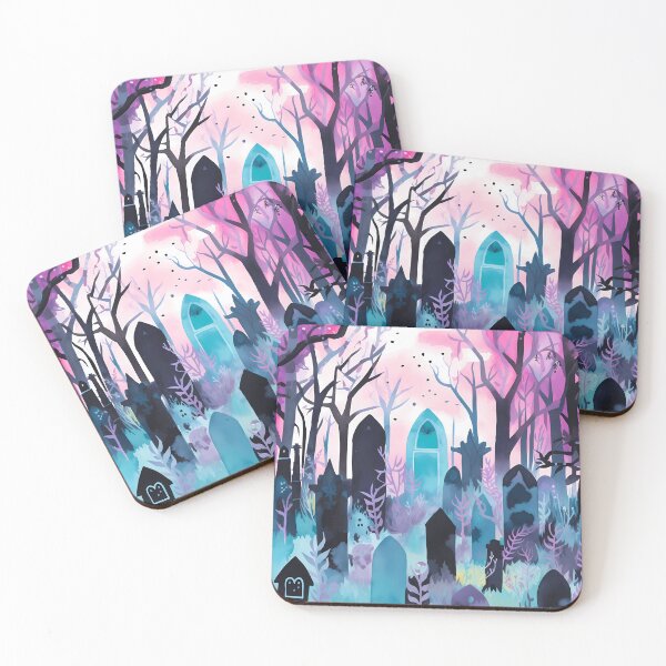 Item preview, Halloween Cemetery Watercolor designed and sold by RaineDDesigns.