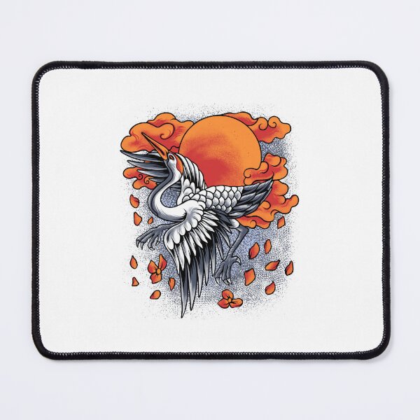 Item preview, colorful crane with moon, Japanese crane, crane portrait designed and sold by GreyStanzione1.
