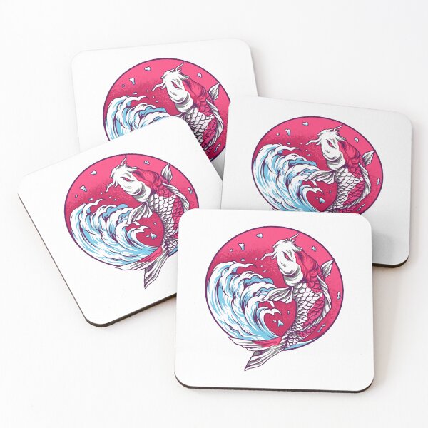 Item preview, colorful Koi fish, koi fish wave, koi fish portrait designed and sold by GreyStanzione1.