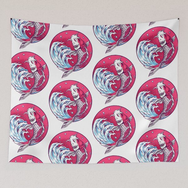 Item preview, colorful Koi fish, koi fish wave, koi fish portrait designed and sold by GreyStanzione1.