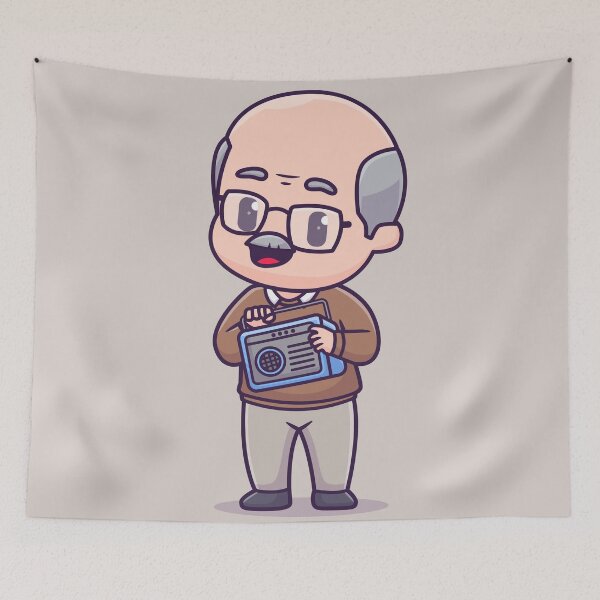 Item preview, Groovy Grandpa: Cartoon Icon of a Music-Loving Grandfather designed and sold by hjian8219.