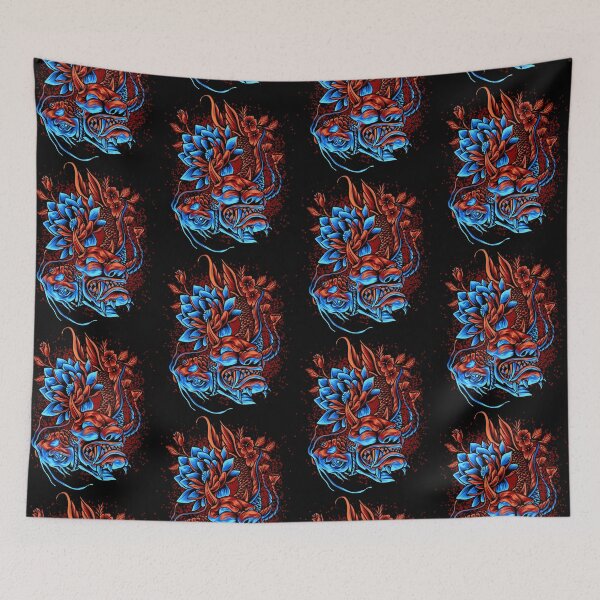 Item preview, Koi fish devil mask , colorful devil koi, koi fish lotus designed and sold by GreyStanzione1.