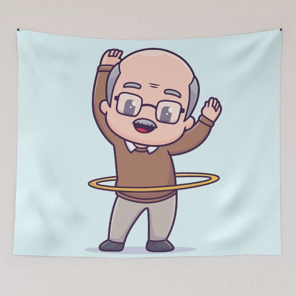 Item preview, Playful Grandpa: Hula Hooping Fun - Cartoon Vector Icon Illustration designed and sold by hjian8219.