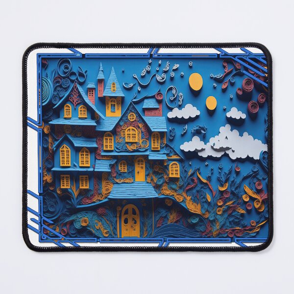 Item preview, paper cut art beautiful house blue cool chic designed and sold by Natcharee.