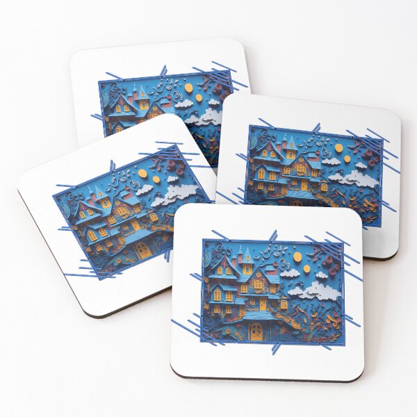Item preview, paper cut art beautiful house blue cool chic designed and sold by Natcharee.
