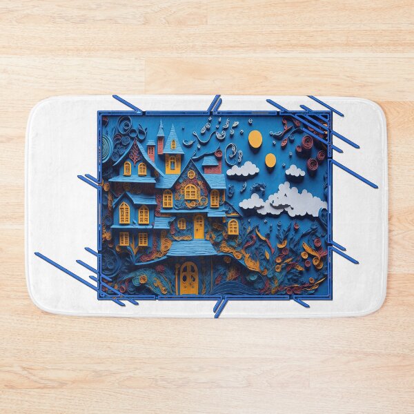 Item preview, paper cut art beautiful house blue cool chic designed and sold by Natcharee.