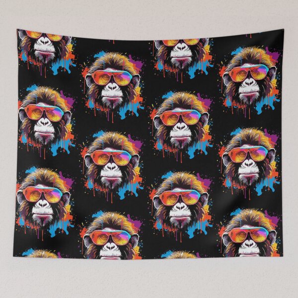 Item preview, monkey wearing glasses, monkey hiphop style, colorful monkey head designed and sold by GreyStanzione1.