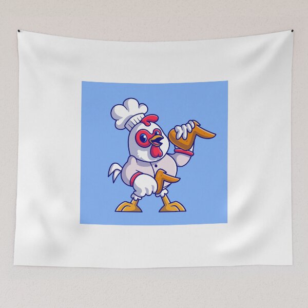 Item preview, Culinary Whimsy: Cute Chicken Chef with Fried Chicken - Cartoon Icon Illustration designed and sold by hjian8219.