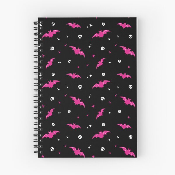 Item preview, Bright Pink Bats & Skulls Pattern - black background designed and sold by ColorAndVerse.