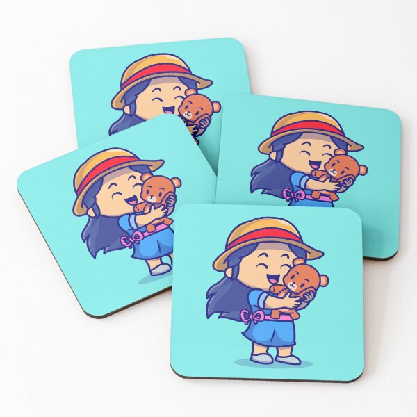 Item preview, Adorable Girl with Teddy Bear Doll - Cartoon Vector Icon Illustration designed and sold by hjian8219.