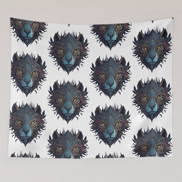 Item preview, watercolor lion head, colorful lion head, ethnic lion head designed and sold by GreyStanzione1.
