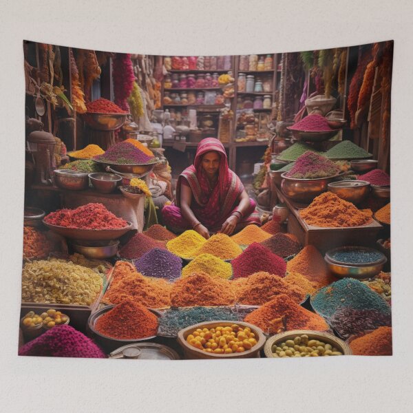 Item preview, India’s Market Place With Spices  designed and sold by Myra365Art.