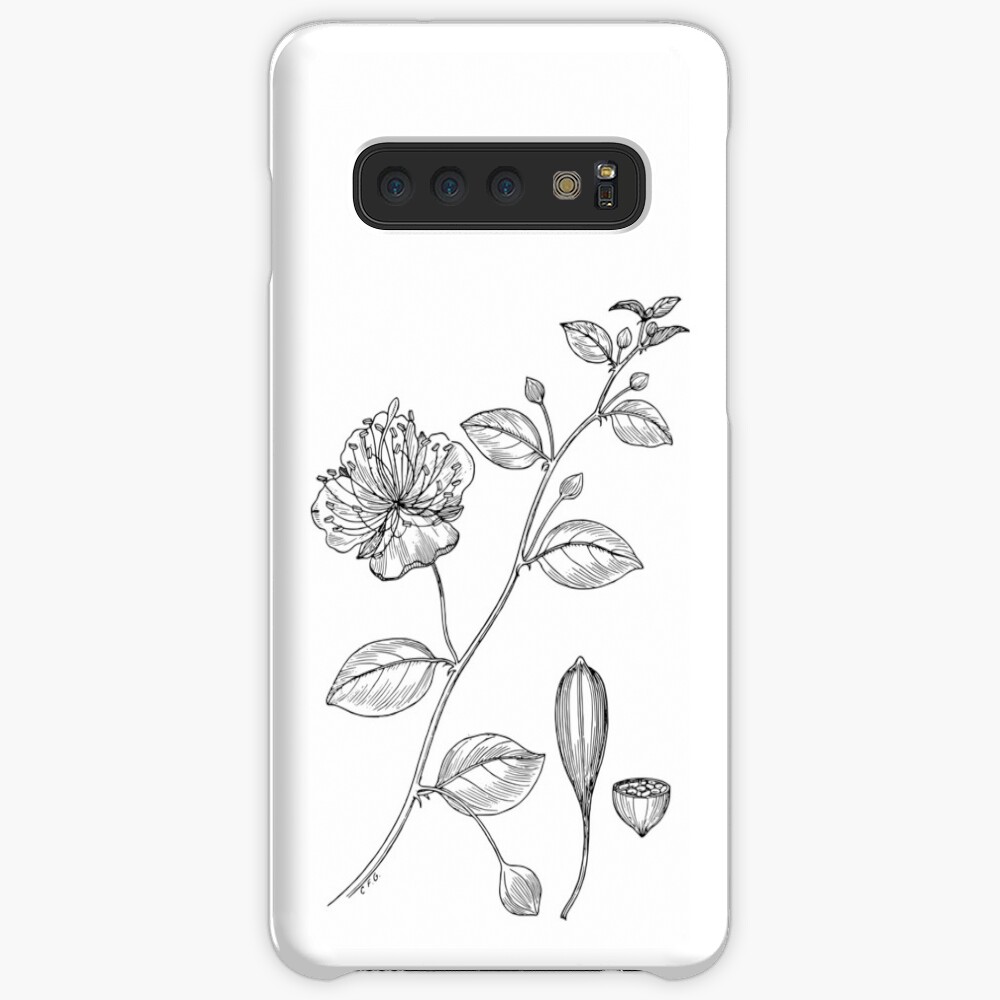Botanical Scientific Illustration Black and White Caper Case & Skin for Samsung Galaxy