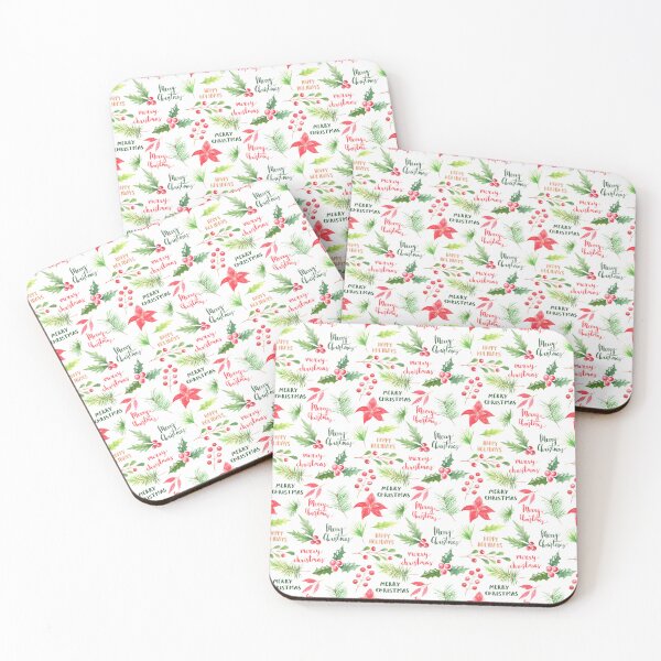 Item preview, Cute Pine Tree Poinsettia Merry Christmas Woodland Pattern designed and sold by ArtMeetsPizza.