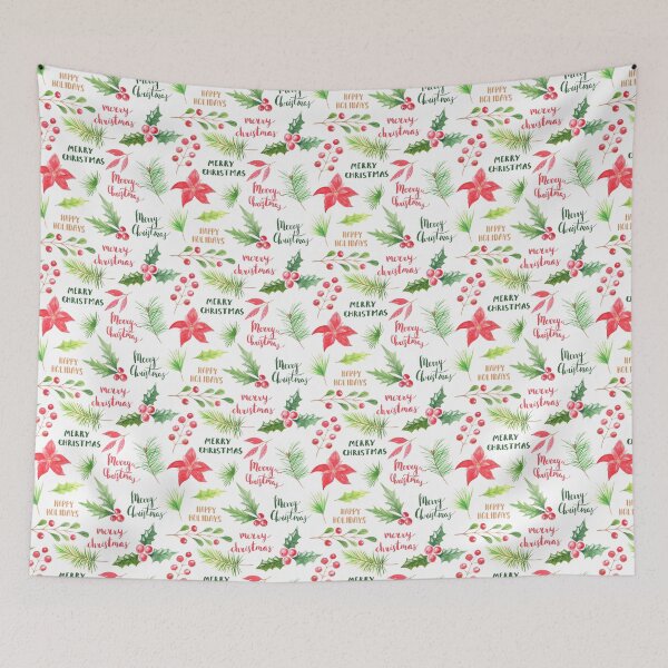Item preview, Cute Pine Tree Poinsettia Merry Christmas Woodland Pattern designed and sold by ArtMeetsPizza.