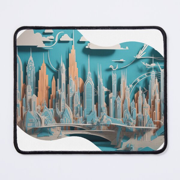 Item preview, cool blue beautiful city paper cut art chic designed and sold by Natcharee.