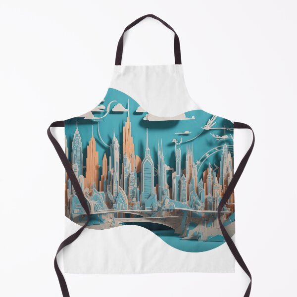 Item preview, cool blue beautiful city paper cut art chic designed and sold by Natcharee.