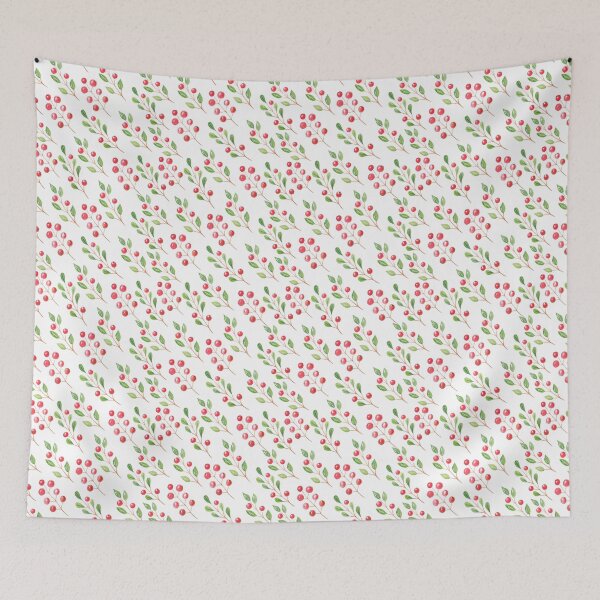 Item preview, Cute Red Berries Merry Christmas Woodland Pattern designed and sold by ArtMeetsPizza.