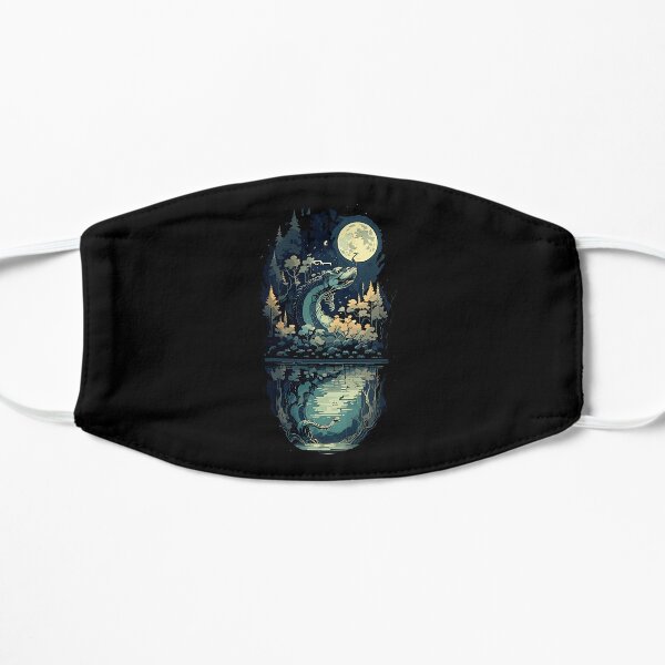 Loch Ness Monster Retro Moon Scotland Cryptid Legend Flat Mask