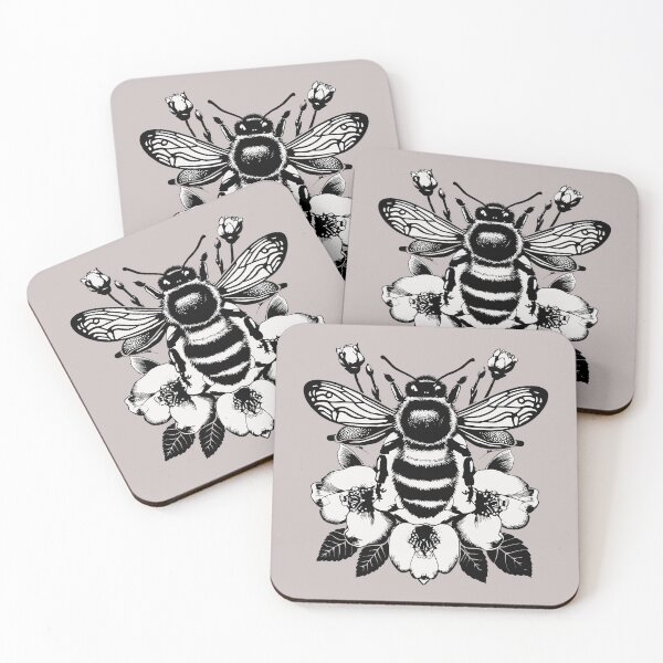 Item preview, Bee Vintage Illustration black and white designed and sold by Bauani.