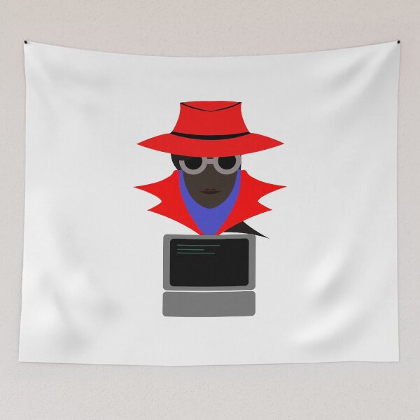 Item preview, Lady Red (Afro W/Computer): A Cybersecurity Design designed and sold by McNerdic.