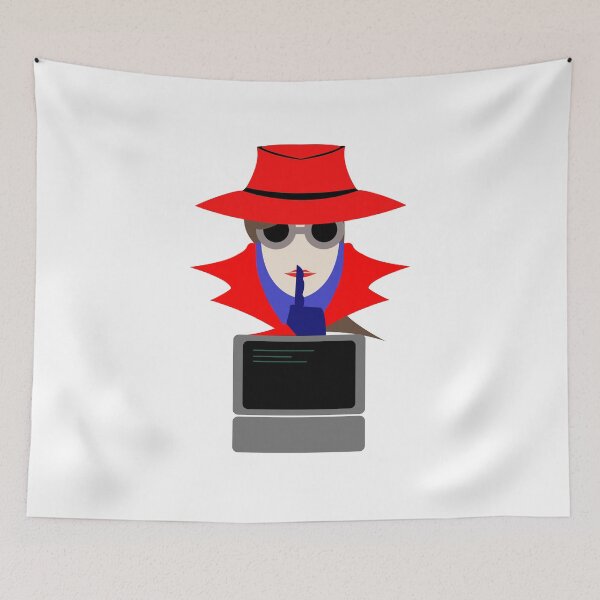 Item preview, Lady Red Shush (Cauc W/Computer): A Cybersecurity Design designed and sold by McNerdic.