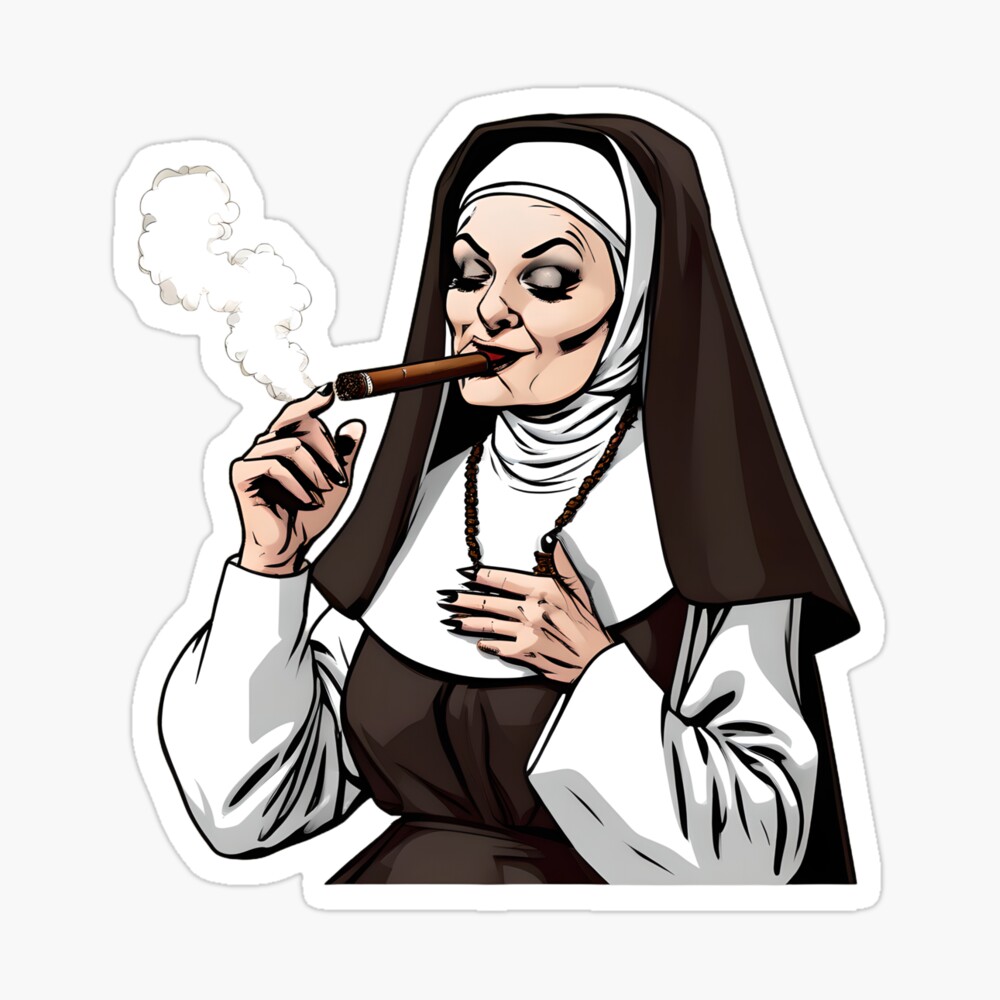 Nun Smoking Cigar