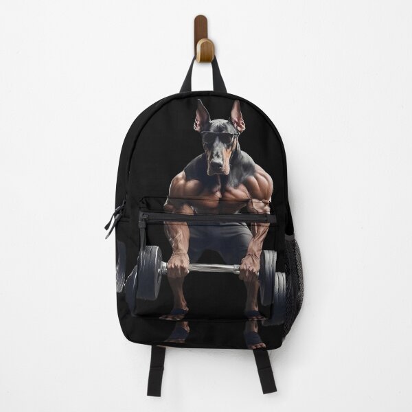 Item preview, Weightlifting At The Fitness Gym With A Bodybuilder Featuring A Natural Ear Doberman Dog 02 designed and sold by yourwelcomee.
